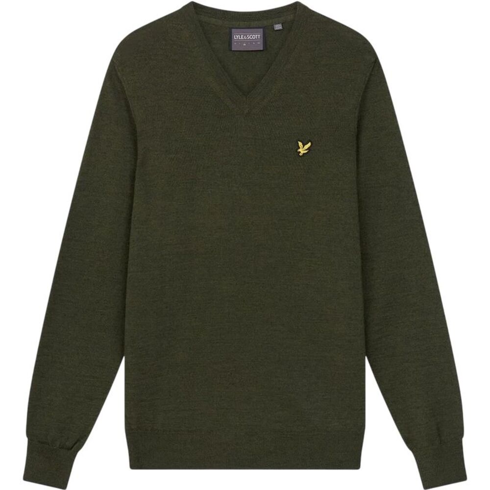 Lyle & Scott Mens V Neck Regular Golf Sweater / Cactus Green